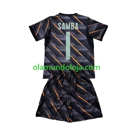 Camisola França Brice Samba 1 Guarda-redes Criança Equipamento Primeiro Copa do Mundo 2026 Manga Curta